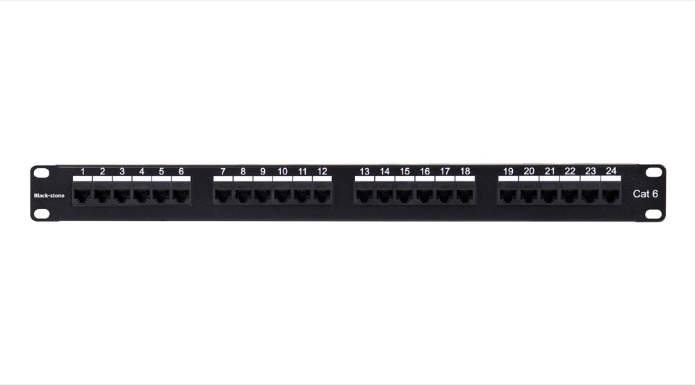 BLACKSTONE CAT6 Unshielded, 24-Port IDC Style Fully Loaded Patch Panel 1RU -BSPP