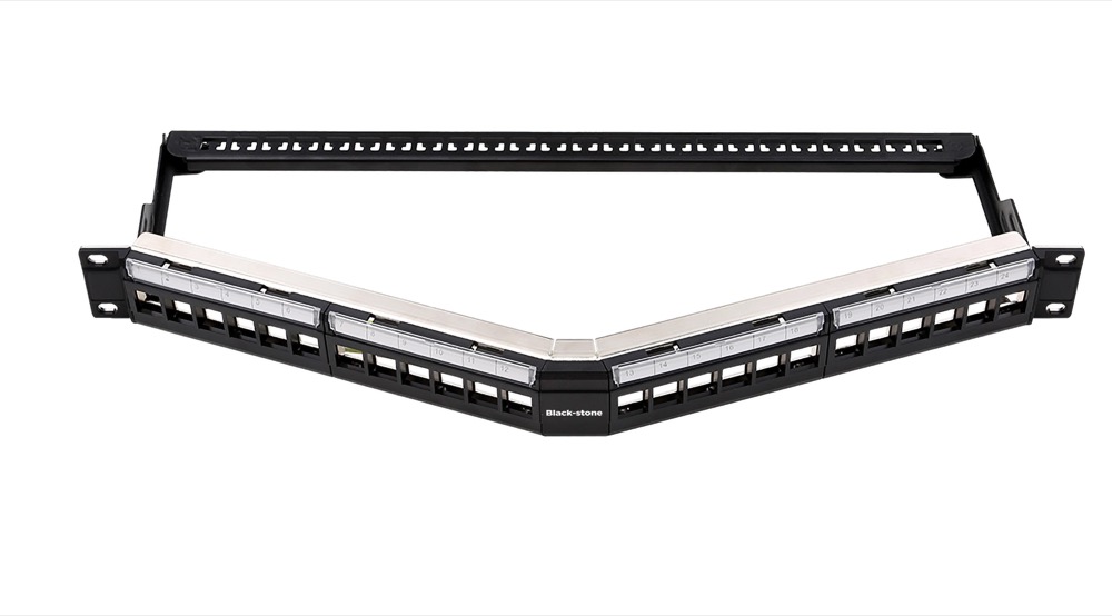 BLACKSTONE CAT6 Unshielded, 24-Port Fully Loaded Angle Patch Panel, 1RU - BSPPM6