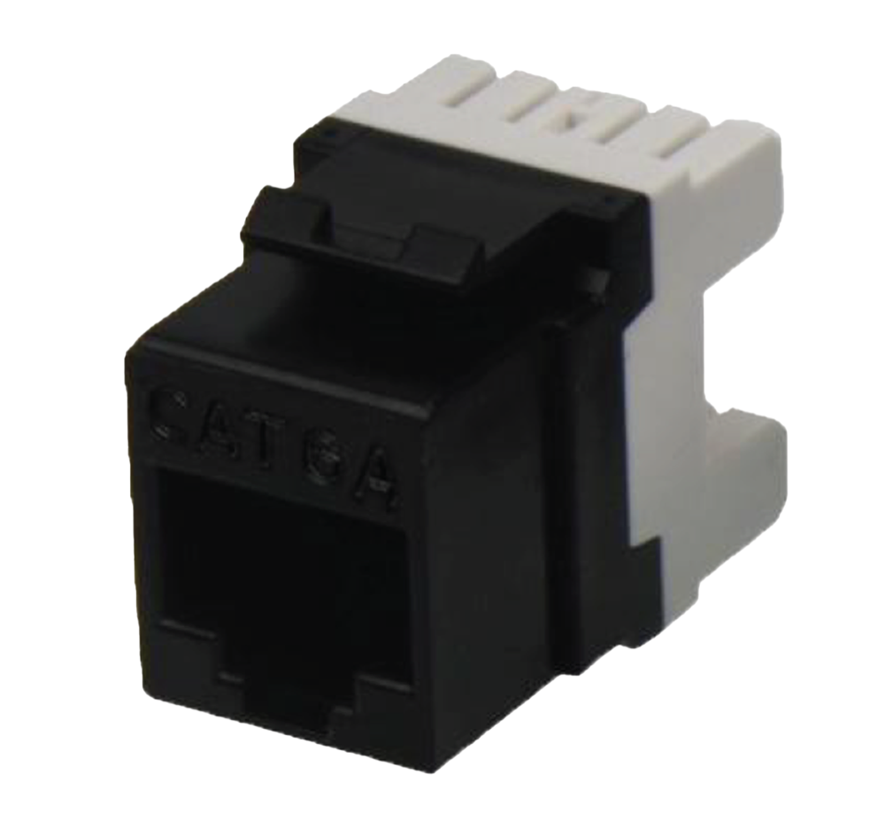 BLACKSTONE CAT6A RJ45 Unshielded Punch Down Keystone Jack Module, Black