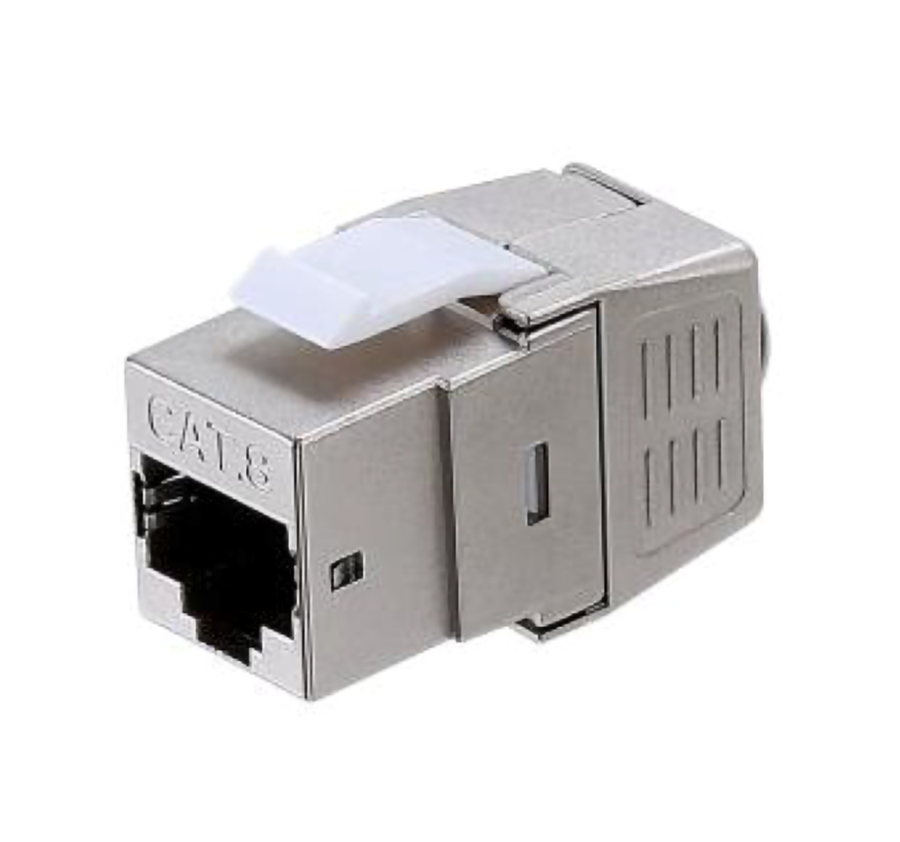 BLACKSTONE CAT8 RJ45 Shielded Punch Down Keystone Jack Module, Silver