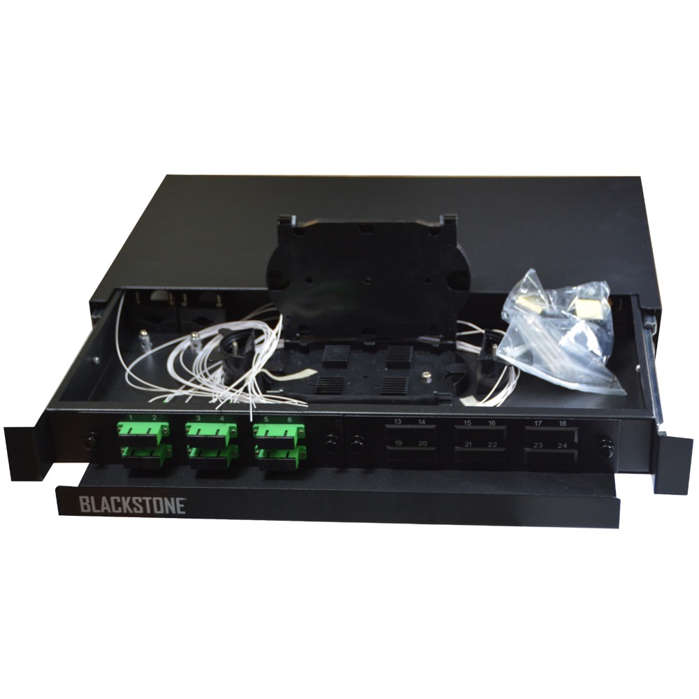 BLACKSTONE Fiber Patch Panel, 24 Port, SC Duplex Adaptor port , Unloaded 1U part
