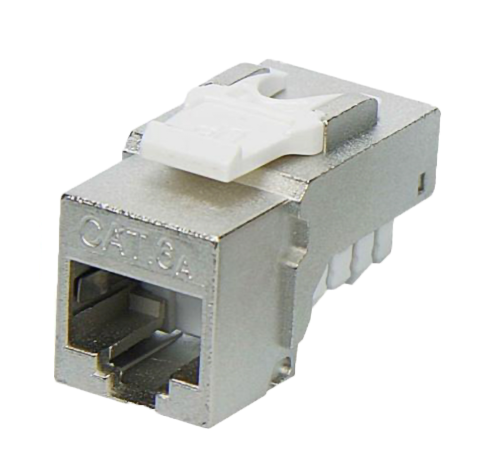 BLACKSTONE CAT6A RJ45 Shielded Punch Down Keystone Jack Module, Silver